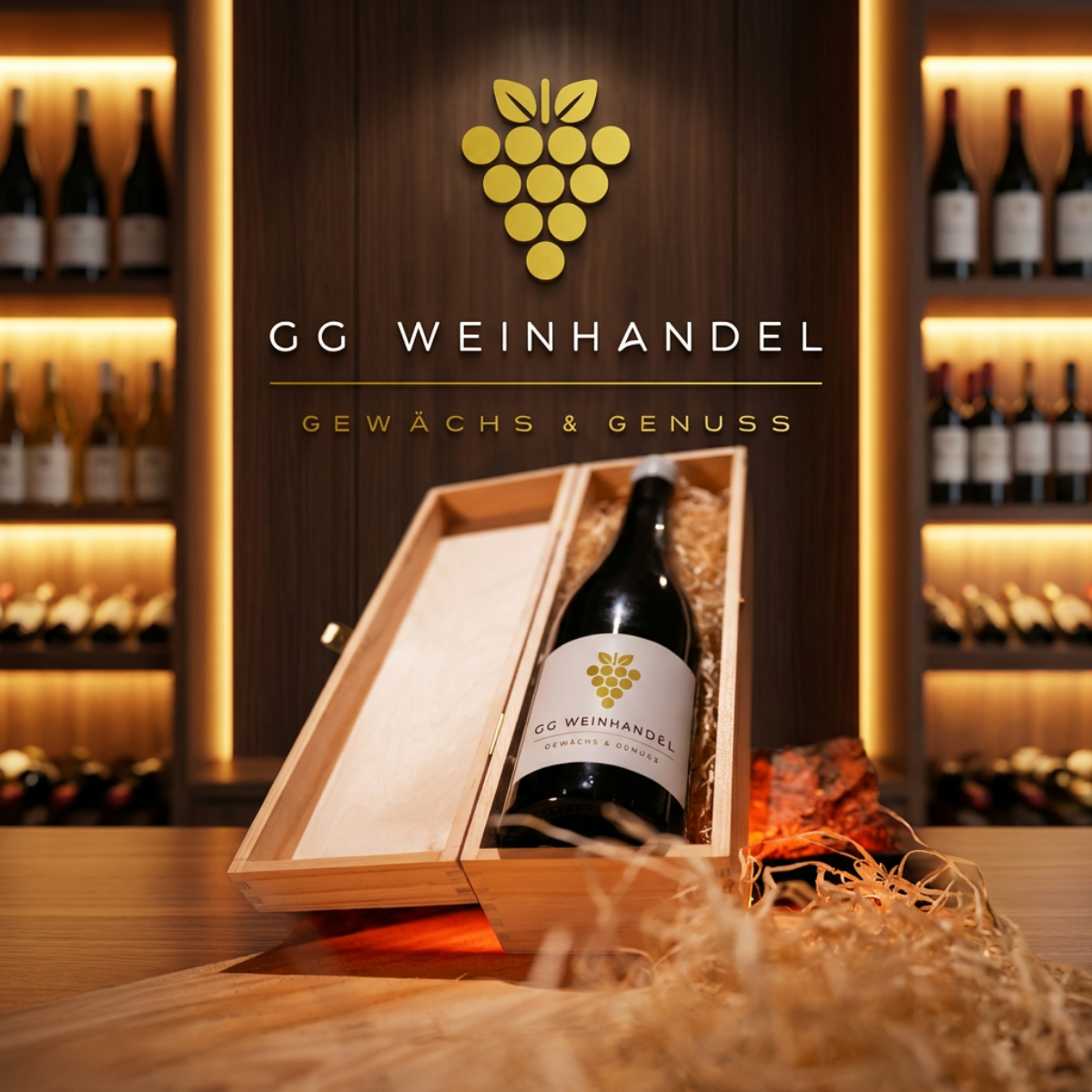 Premium-Holzkiste für 1 Flasche